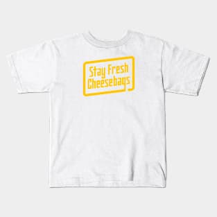 Stay Fresh Cheese Bags - Retro (Yellow on White) Kids T-Shirt